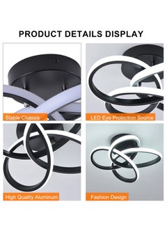 Ganeed Hallway Light,Black Flush Mount Chandelier,LED Ceiling Lights Kitchen Led Light Fixtures for Foyer Bedroom Garage Bathroom Balcony Corridor Entryway Stair Aisle Ceiling Lamp,6000K  - Image 5