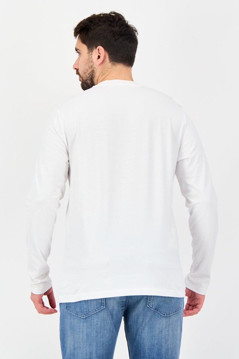 Celio Men Crew Neck Long Sleeve Solid T-Shirts, White - Image 2