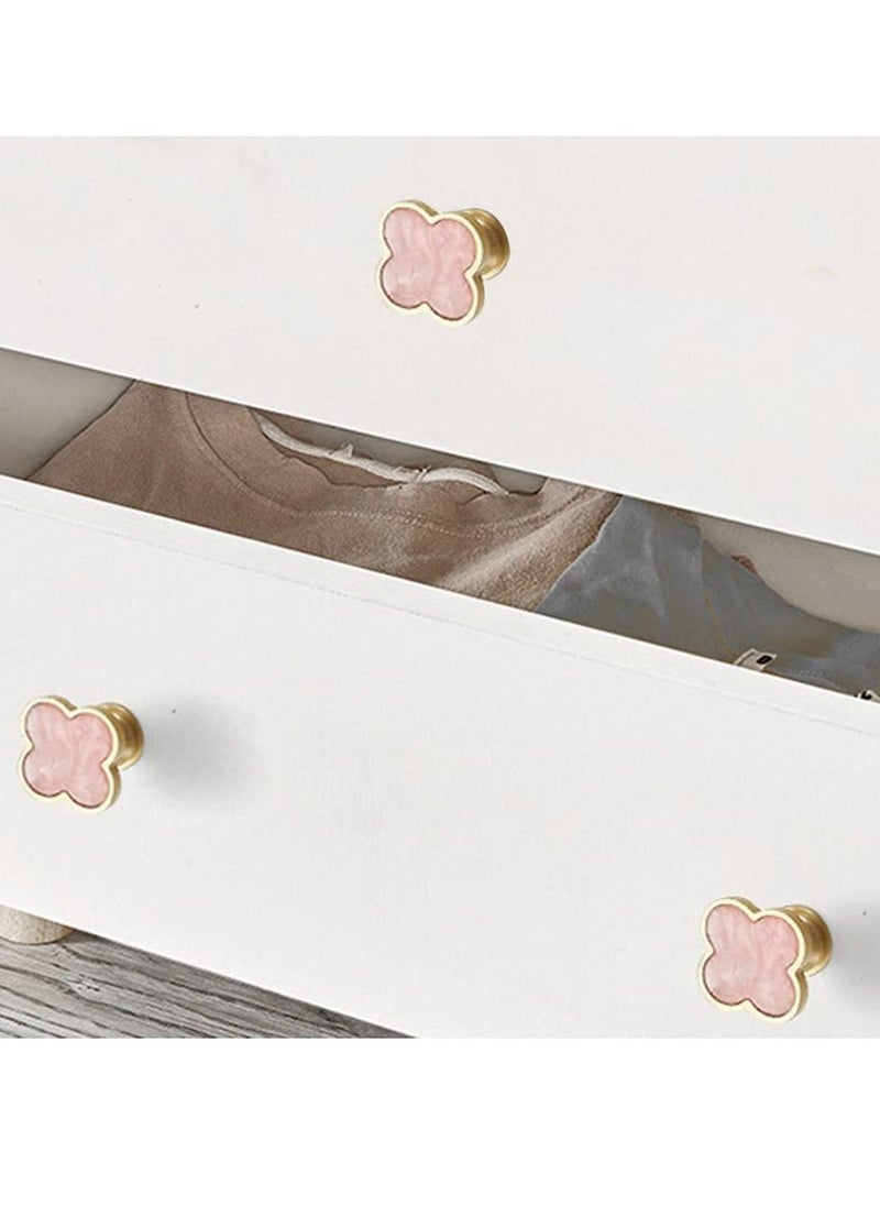 6 Pcs Clover Knobs Dresser Cabinets Kitchen Cupboard Pulls Drawer Wardrobe Shoe Cabinet Jewelry Box Pulls Furniture Coffee Table Single Hole Door Handles(Pink)  - Image 5