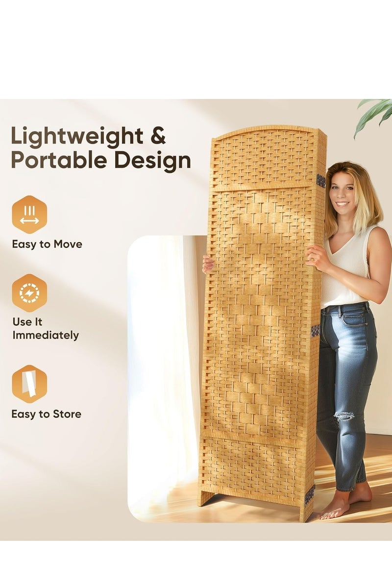 DECORHILLS Room Divider 4 Panel Room Partition, Foldable Freestanding Room Dividers, 6 FT Tall and Extra Wide Double-Hinged Decorative Separation Wall Divider - Image 4