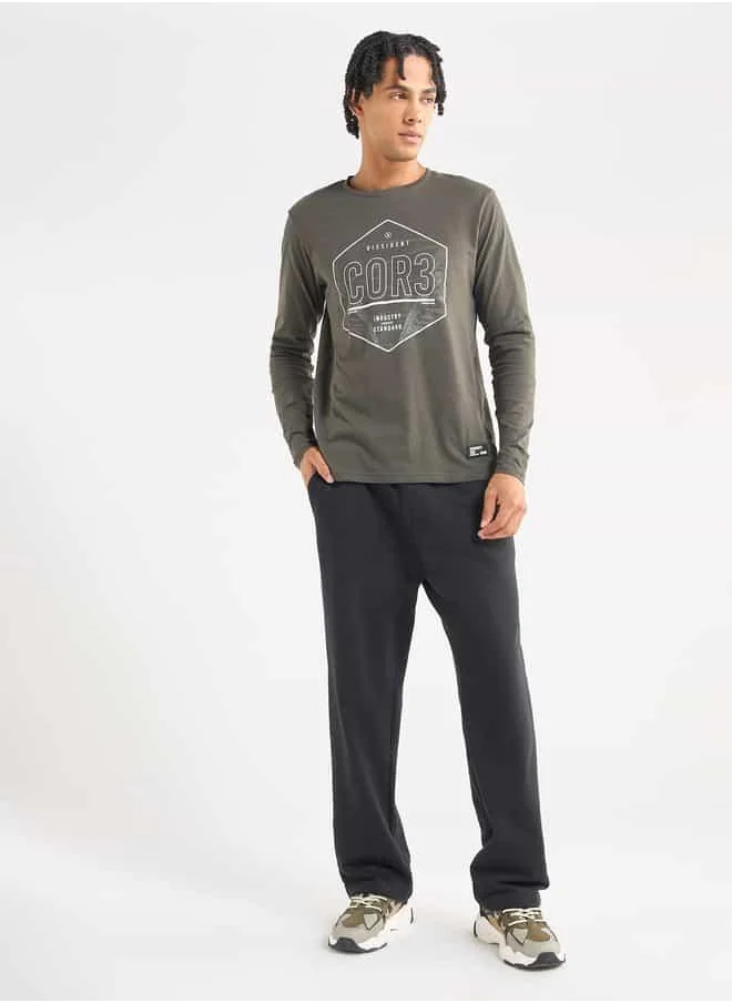 FAV Solid Track Pants with Drawstring Closure and Pockets
