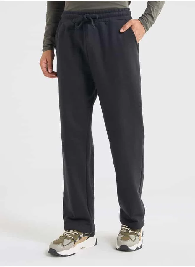 FAV Solid Track Pants with Drawstring Closure and Pockets