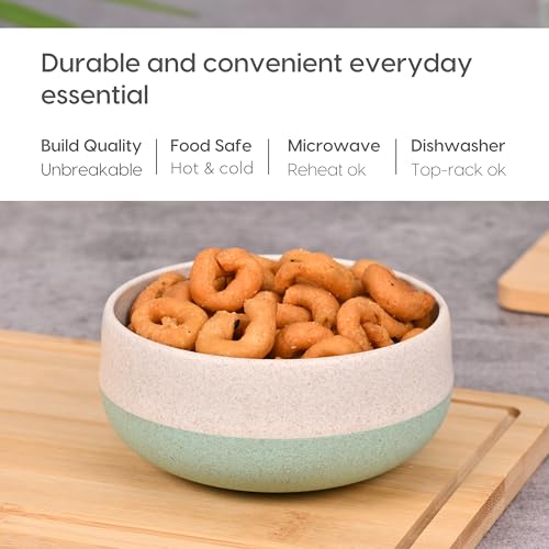 Eha Earth-Friendly Soup Bowls with Spoons|250 ml|Made with Rice Husk Biocomposite|Microwave Safe Bowls for Kitchen|Serving Bowl Set of 4|Pastel, Multicolor - Image 4