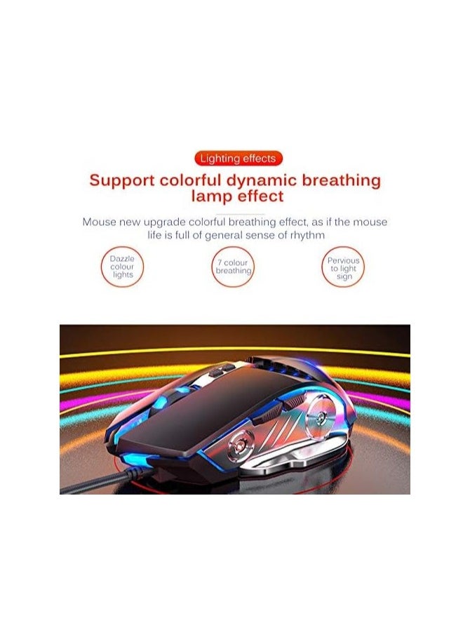 MEC - MEC 3 IN 1 Colorful Backlit Wired RGB Gaming Keyboard & Mouse Combo Set (Keyboard, Mouse, Headphone) With Mobile Phone Holder (BLACK) - Image 1