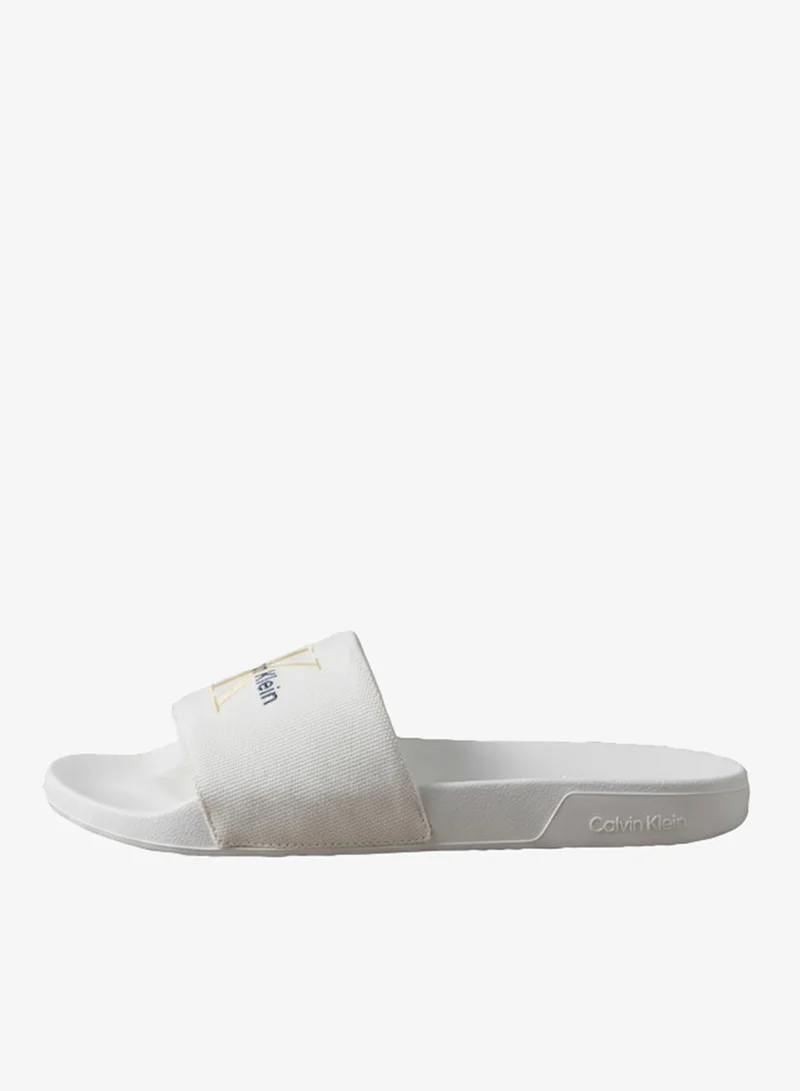 Calvin Klein Cotton Canvas Monologo Sliders