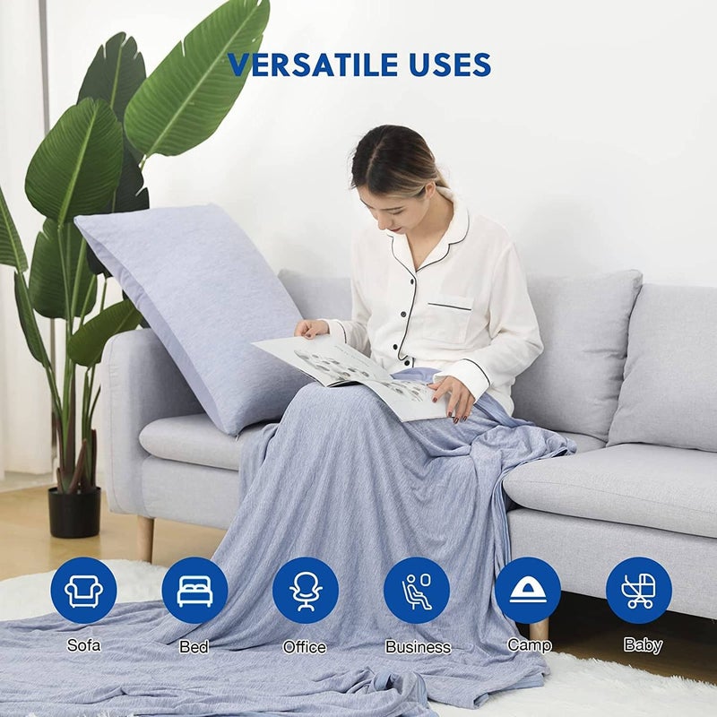 HOMFINE Cooling Blankets for Hot Sleepers - Summer Blanket Thin Lightweight Breathable Soft Double Side Enhanced Cooling for Bed Couch Sofa, Keep Cool for Night Sweats (Blue, 108 x 90 inches) - Image 4