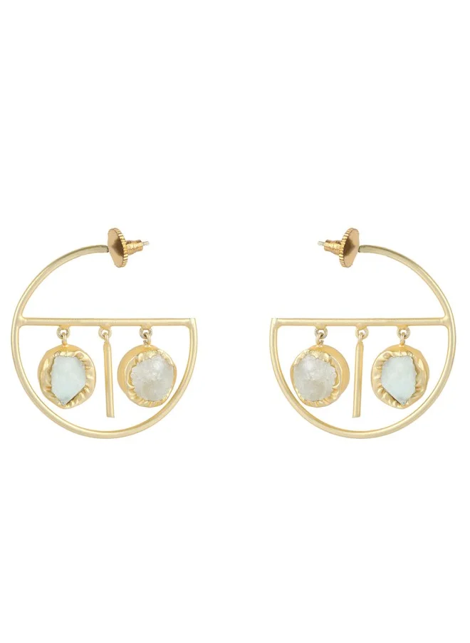 ISHIN Gold-Toned Contemporary Drop Earrings