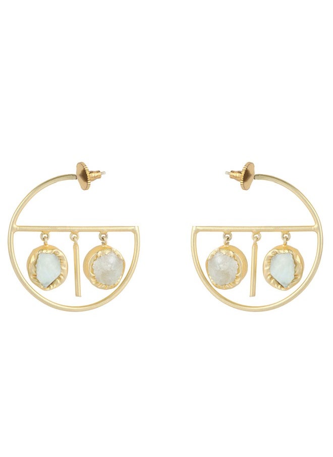 ISHIN Gold-Toned Contemporary Drop Earrings  - Image 2