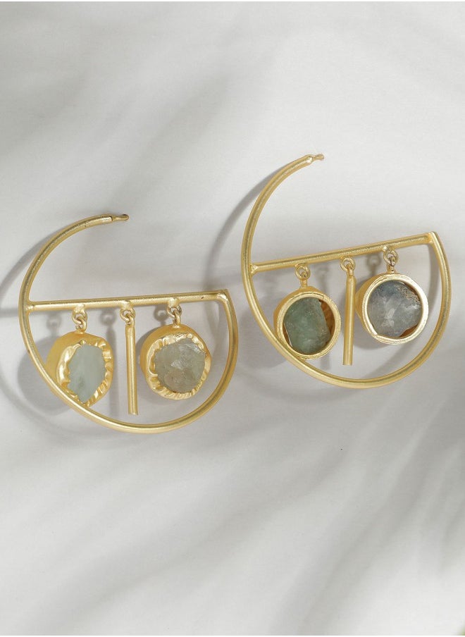 ISHIN Gold-Toned Contemporary Drop Earrings  - Image 4
