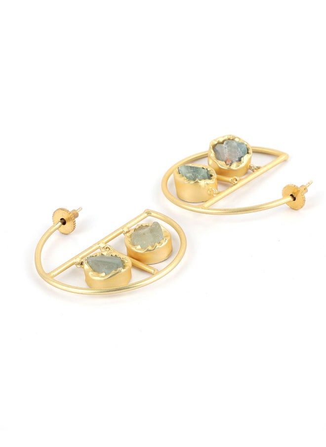 ISHIN Gold-Toned Contemporary Drop Earrings  - Image 1