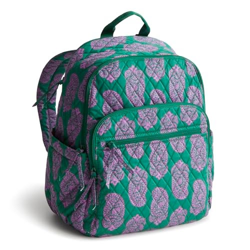 Vera Bradley Women's Bancroft Backpack - Premium Cotton, Iconic Paisley Green Jacket, One Size - Image 1