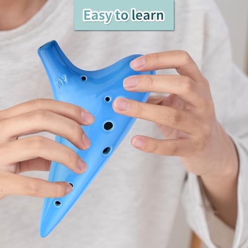 awef Joy of Wood Thrush 12 Hole Alto C Sweet Potato Ocarina Pottery Ocarina with a Protective Bag and Songbooks (Water Blue) - Image 2