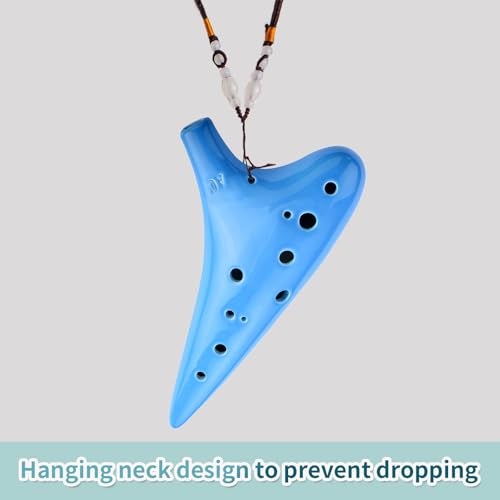 awef Joy of Wood Thrush 12 Hole Alto C Sweet Potato Ocarina Pottery Ocarina with a Protective Bag and Songbooks (Water Blue) - Image 5