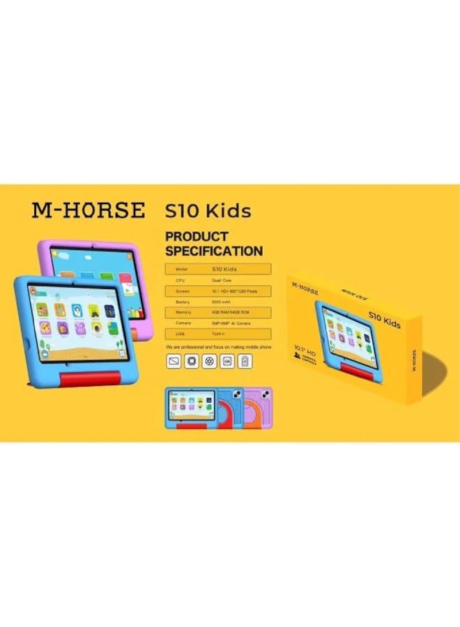 M-HORSE S10 Kids Tablet – Wi-Fi – 64GB Storage + 4GB RAM – 10" Display – Educational & Entertainment – Purple + Free Doll Gift - Image 4