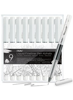 Ohuhu Liquid Fineliner Drawing Pens: 9 Sizes Micro Pens Drawing Pens Pigment Black Ink Water-Proof Alcohol-Proof Assorted Point Tips Smooth Writing Sketching Journaling Anime Artist Beginners - Kohala  - Image 1