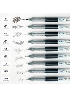 Ohuhu Liquid Fineliner Drawing Pens: 9 Sizes Micro Pens Drawing Pens Pigment Black Ink Water-Proof Alcohol-Proof Assorted Point Tips Smooth Writing Sketching Journaling Anime Artist Beginners - Kohala  - Image 5