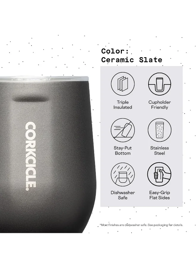 كوركسيكل Corkcicle Metallic Insulated Stemless-Ceramic Slate