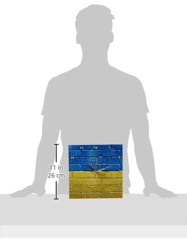 3dRose DPP_157006_1 National Flag of Ukraine Painted onto a Brick Wall Ukrainian Wall Clock, 10 by 10-Inch - Image 3