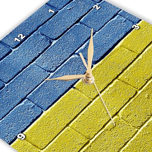 3dRose DPP_157006_1 National Flag of Ukraine Painted onto a Brick Wall Ukrainian Wall Clock, 10 by 10-Inch - Image 4