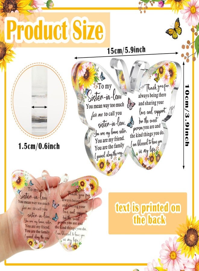 Barydat هدايا من الأخت إلى أخت الزوجة - هدايا عيد ميلاد على شكل فراشة - هدايا شكر للأخت - لوحات وشعارات أكريليك مزخرفة (إلى أختي) - Image 3