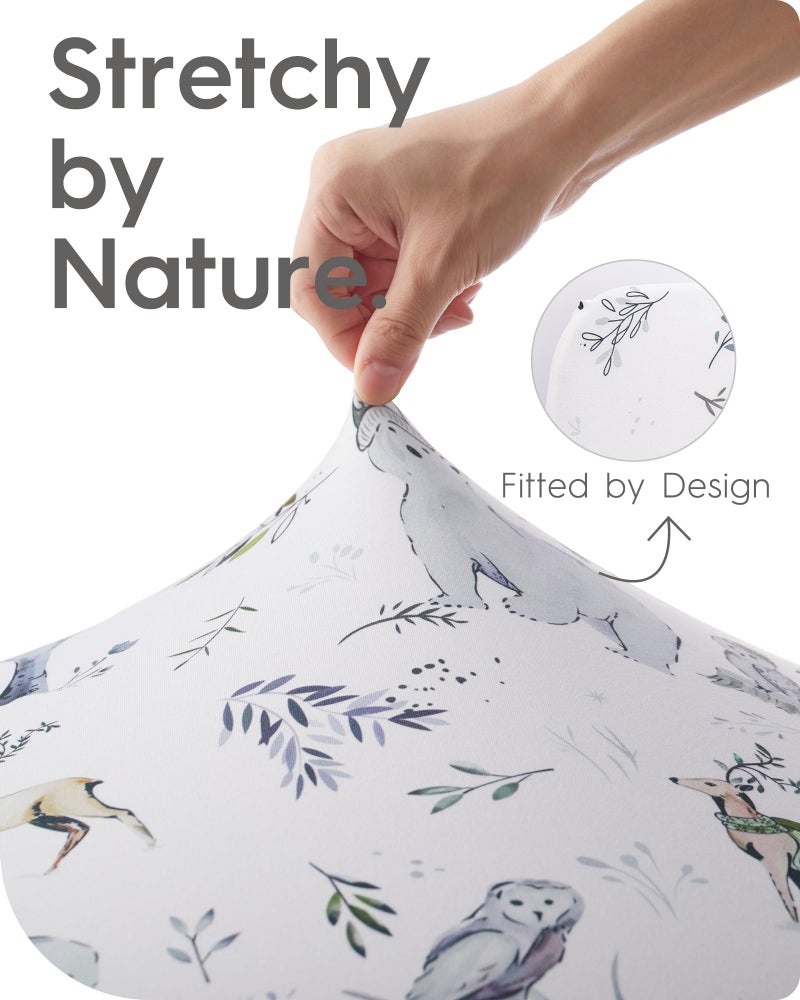 TotBasic Ultra Soft Pack N Play Sheets - Fitted, Premium Jersey Knit, Stretchy Neutral, Woodland Mini Crib Sheets for Graco Pack and Play, 2 Pack (Deer&Rabbit) - Image 5