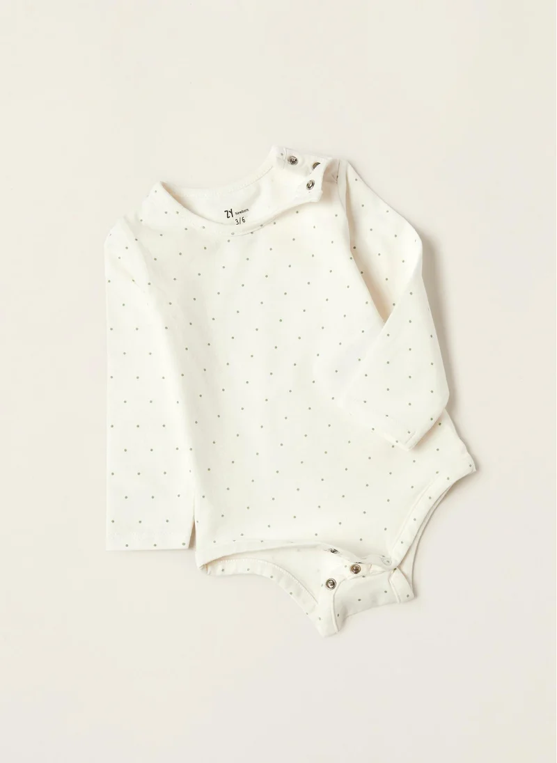 زيبي Bodysuit + Dress in Cotton for Newborn Baby Girls 'Hedgehog', Green/White