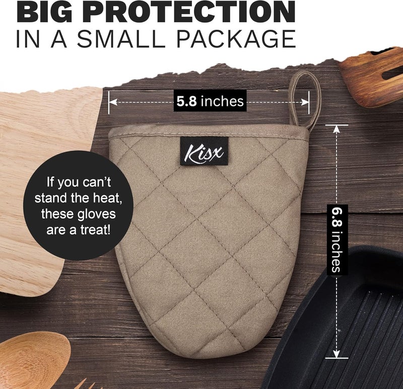 Kisx Oven Mitts Heat Resistant – (Grey Color) Mini Oven Mitts, Silicone Gloves Heat Resistant, Kitchen Gloves for Cooking, Silicone Oven Mitts & Pot Holders Sets, Kitchen Pot Holders & Oven Mitts Sets - Image 3