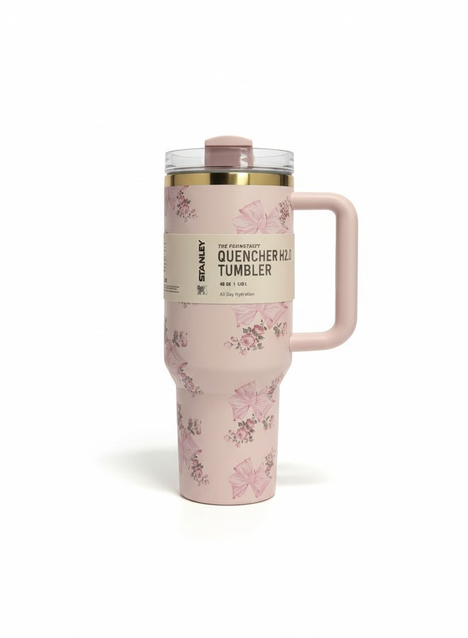 Stanley Pink Bow Insulated Cup Gift Set: A Stylish, Large-Capacity 40-Ounce Stainless Steel “Ice King” Cup - Image 1