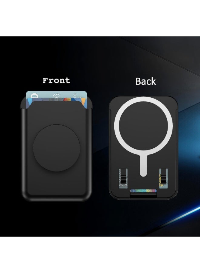 MagSafe Magnetic Wallet Card Holder with Stand | Strong Magnetic Snap-On, Dual Card Slots, Expandable Grip, Compatible with Magnetic Phone Cases & Wireless Charging Phones (Black) - Image 5