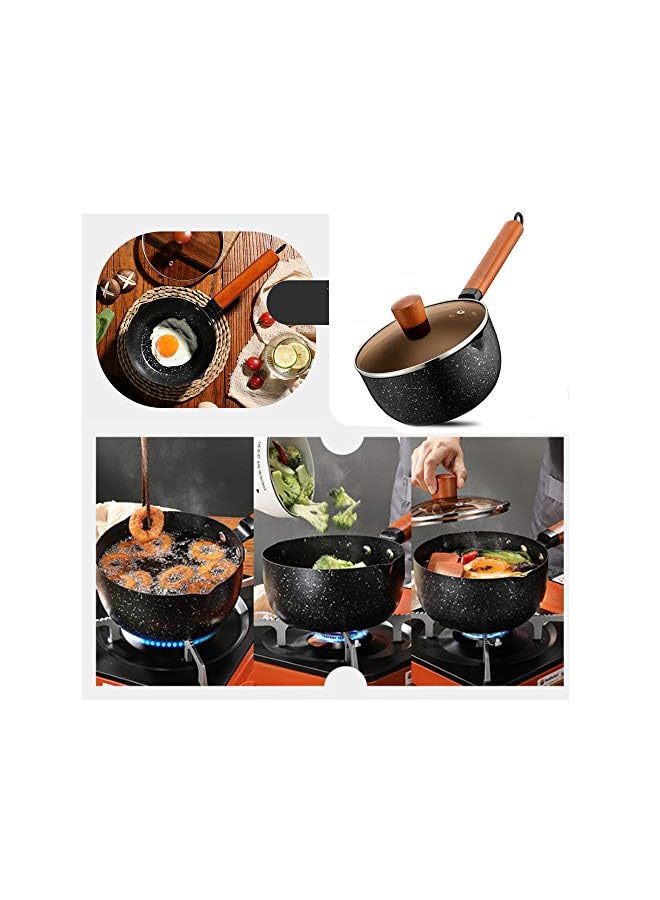 PROMASS Warmer Non-Stick Coating Yukihira Saucepan, Aluminum Alloy Stainless Steel Saucepan Milk Sauce Pan Wooden Handle - Image 5