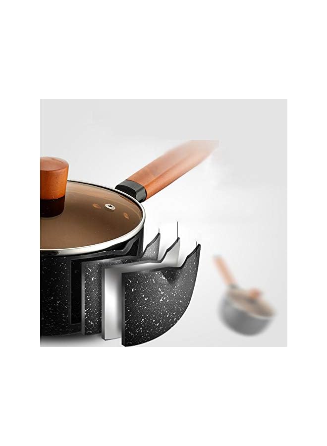 PROMASS Warmer Non-Stick Coating Yukihira Saucepan, Aluminum Alloy Stainless Steel Saucepan Milk Sauce Pan Wooden Handle - Image 4