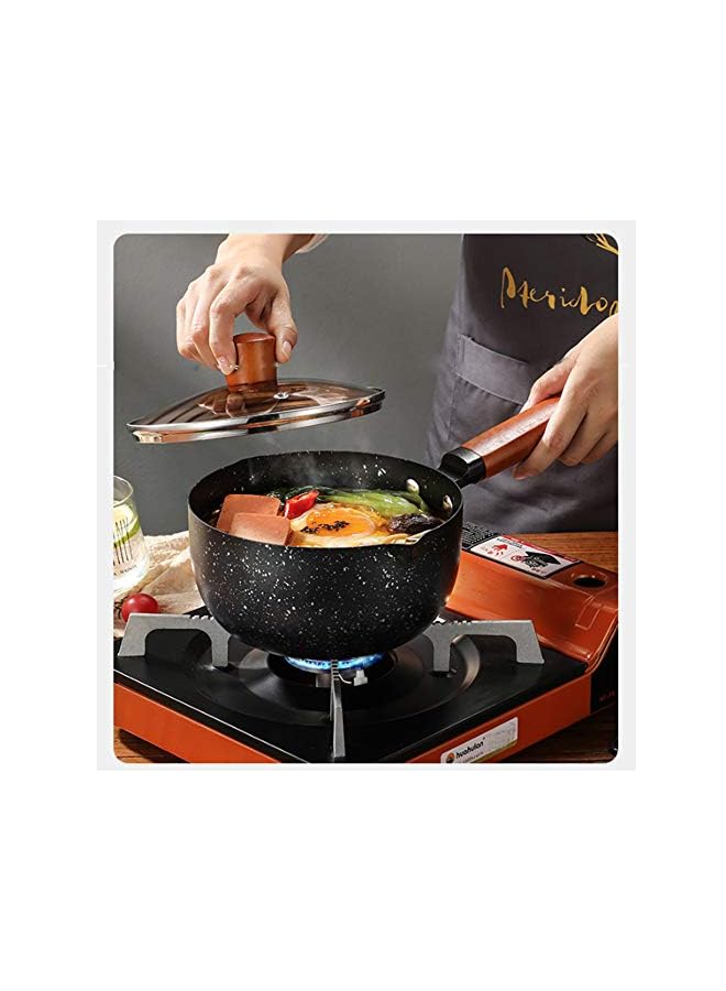 PROMASS Warmer Non-Stick Coating Yukihira Saucepan, Aluminum Alloy Stainless Steel Saucepan Milk Sauce Pan Wooden Handle - Image 2
