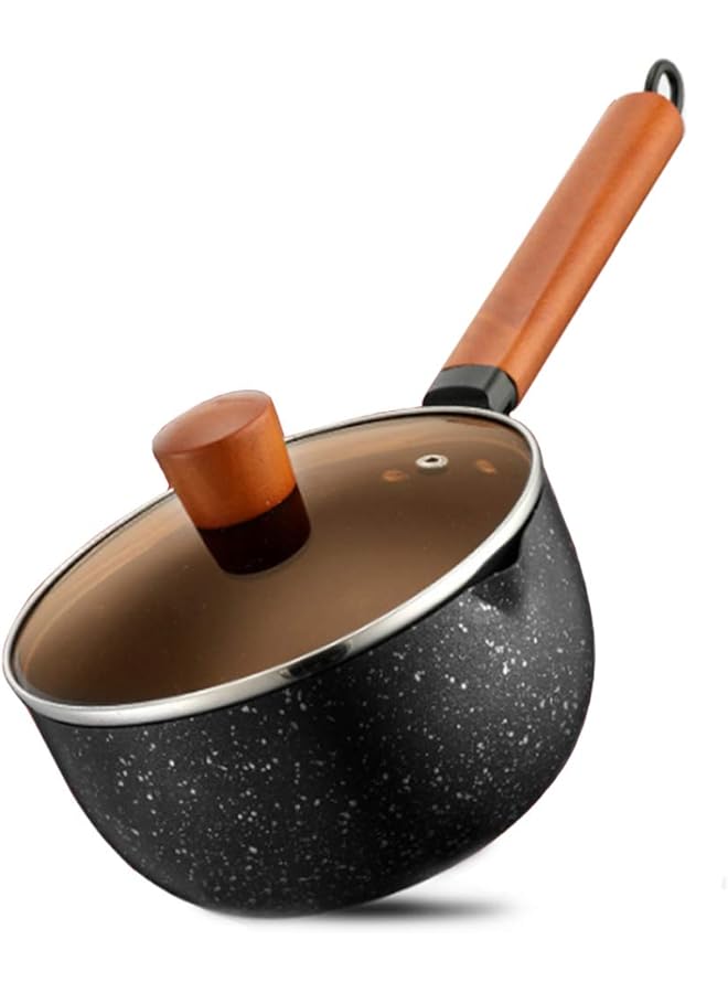 PROMASS Warmer Non-Stick Coating Yukihira Saucepan, Aluminum Alloy Stainless Steel Saucepan Milk Sauce Pan Wooden Handle - Image 1