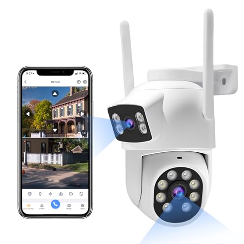 جودفيدليو Gudfidelio Gudfidelio Wireless Security Camera Outdoor View Indoor Connection Smart Night Vision Motion Detection And Tracking Light And Siren Alarm Card