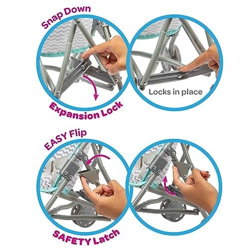 Adora عربة أطفال أدورا الواقعية والإبداعية بتصميم متعرج ممتع، غطاء شمس قابل للتعديل؛ تخزين لملحقات الدمى ومقعد عربة قابل للإزالة يناسب الدمى حتى 18 بوصة - صغيرة - Image 5