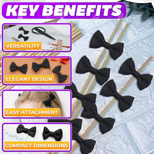 Tesorrio 30Pcs Black Mini Bows for Crafts – Small Bows for Crafts & DIY Projects, Elegant Gift Wrapping & Party Preparations – Mini Bow Ties Set to Style Bottle Designs, Hair Accessories & Gift Embellishments - Image 4