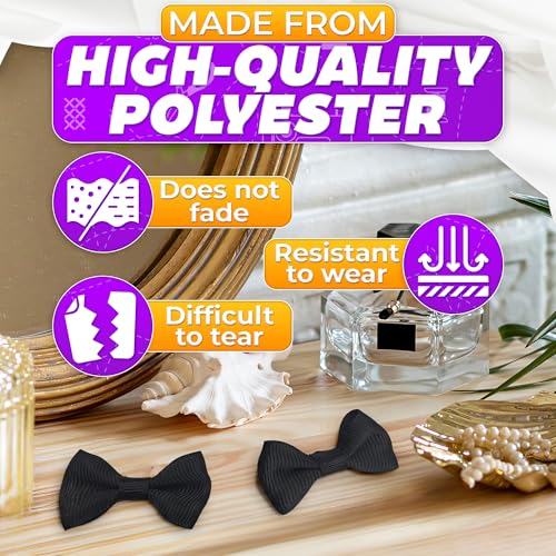 Tesorrio 30Pcs Black Mini Bows for Crafts – Small Bows for Crafts & DIY Projects, Elegant Gift Wrapping & Party Preparations – Mini Bow Ties Set to Style Bottle Designs, Hair Accessories & Gift Embellishments - Image 3