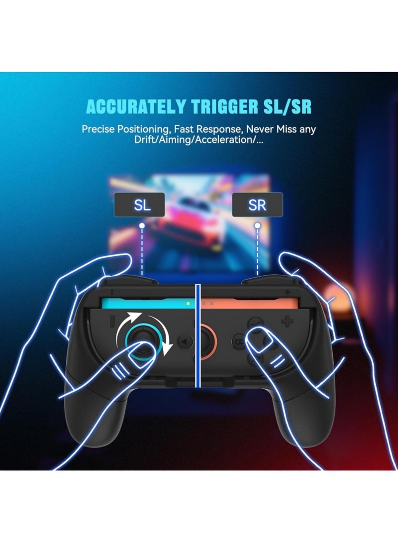 Aookay [2 Pack] Hand Grips for Nintendo Switch 2 Joy-Con, Ergonomic Wear-Resistant Anti-Slip Game Handle Kit Accessories, Comfortable & Anti-Slip Game Controller Kit for Nintendo Switch 2 Joycon Controller (Black Blue + Black Orange) - Image 4