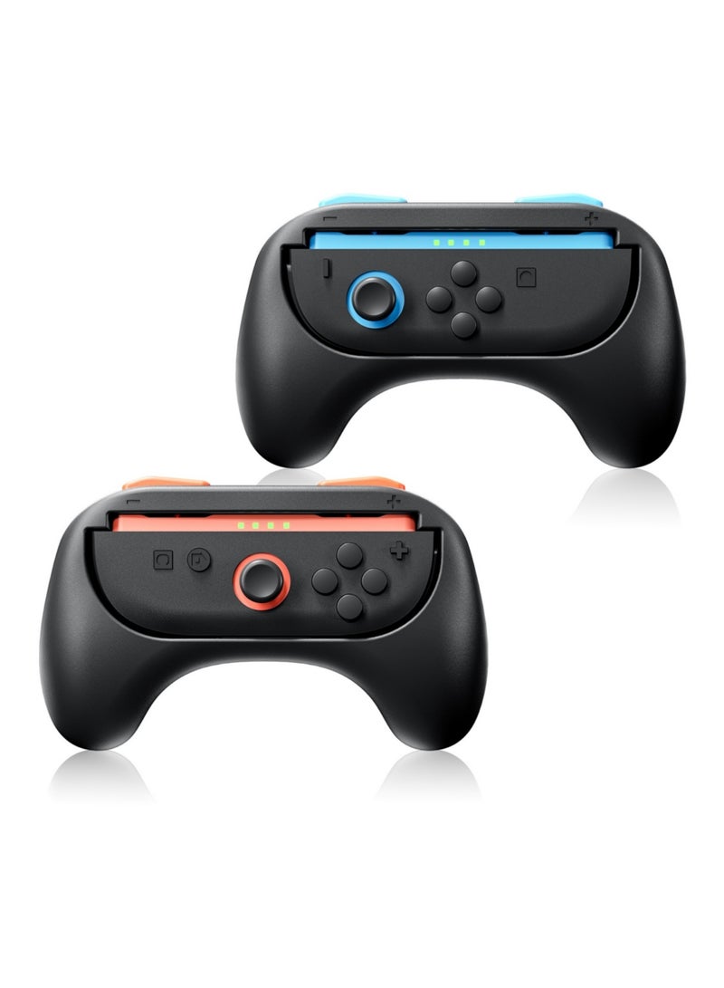 Aookay [2 Pack] Hand Grips for Nintendo Switch 2 Joy-Con, Ergonomic Wear-Resistant Anti-Slip Game Handle Kit Accessories, Comfortable & Anti-Slip Game Controller Kit for Nintendo Switch 2 Joycon Controller (Black Blue + Black Orange) - Image 1