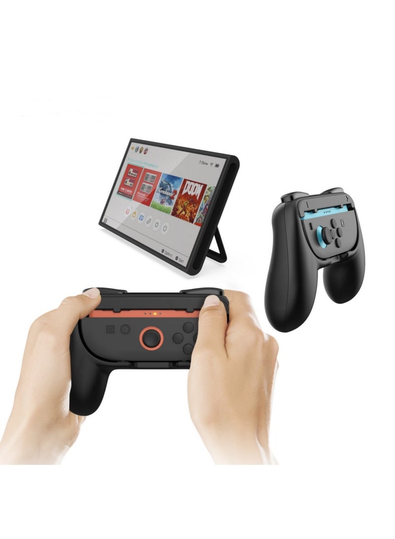 Aookay [2 Pack] Hand Grips for Nintendo Switch 2 Joy-Con, Ergonomic Wear-Resistant Anti-Slip Game Handle Kit Accessories, Comfortable & Anti-Slip Game Controller Kit for Nintendo Switch 2 Joycon Controller (Black Blue + Black Orange) - Image 2