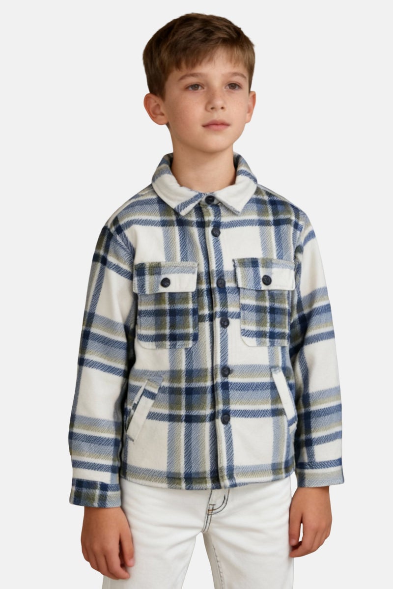 Hawk Kids Boy Checkered Long Sleeves Casual  Shirt, Multicolor - Image 1