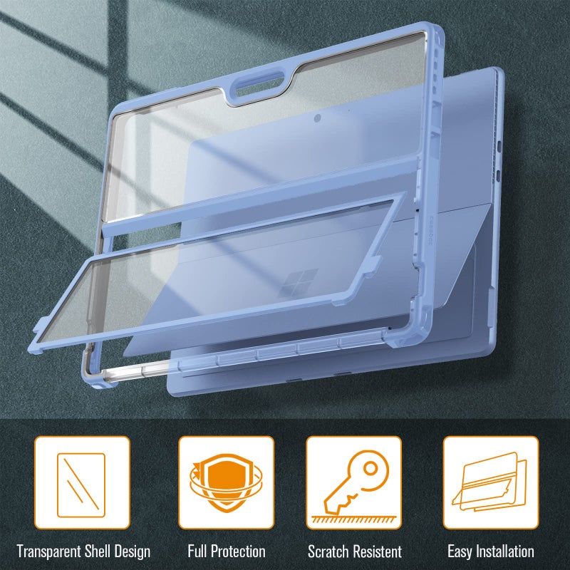 Fintie Hard Case for 13 Inch Microsoft Surface Pro 11 / Pro 10 / Pro 9 - Shockproof Folio Rugged Cover with Clear Transparent Back Shell Compatible with Type Cover Keyboard, Blue - Image 3