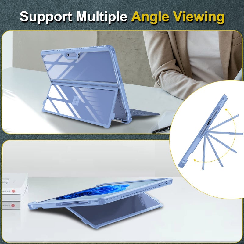 Fintie Hard Case for 13 Inch Microsoft Surface Pro 11 / Pro 10 / Pro 9 - Shockproof Folio Rugged Cover with Clear Transparent Back Shell Compatible with Type Cover Keyboard, Blue - Image 5