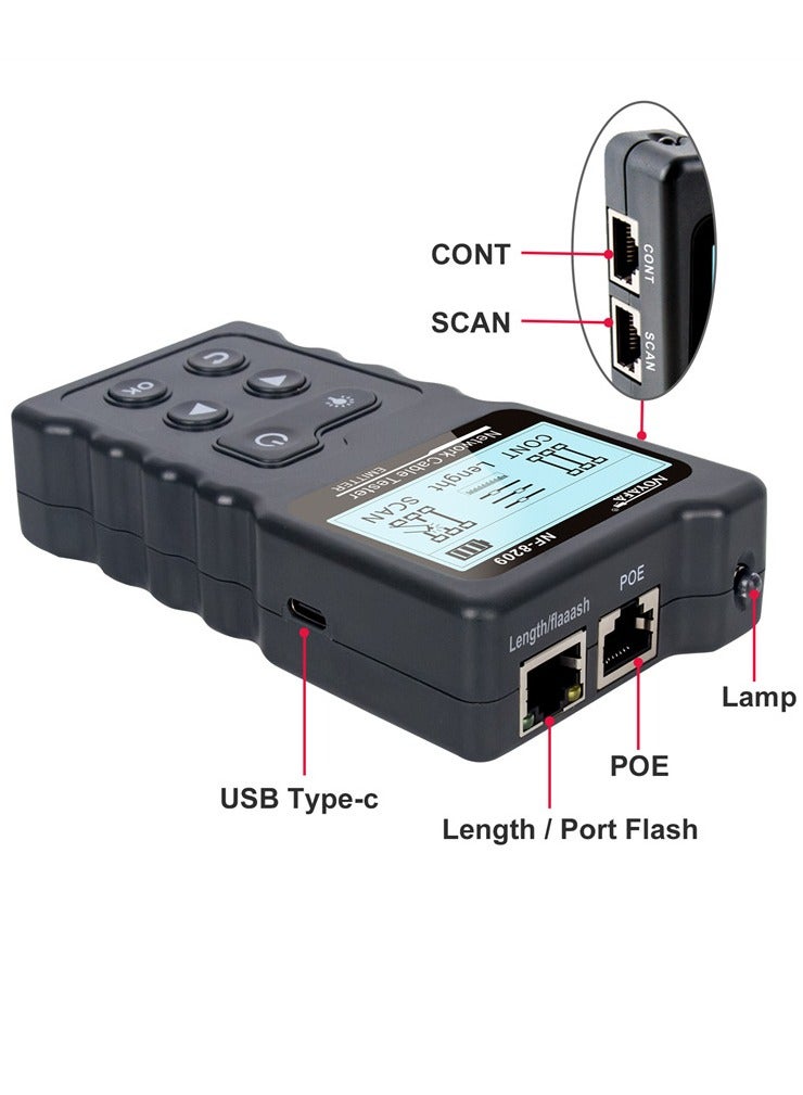 NOYAFA Multi-functional Network Cable Tester for RJ45 CAT5 CAT6 Lan Cable with Wire Tracker POE Testing Black - Image 3
