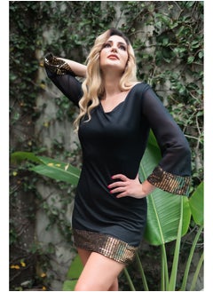 CH Glamstore Sparkle with elegance with a line Shaped Dress with Metalic Mesh Detail  - Image 2