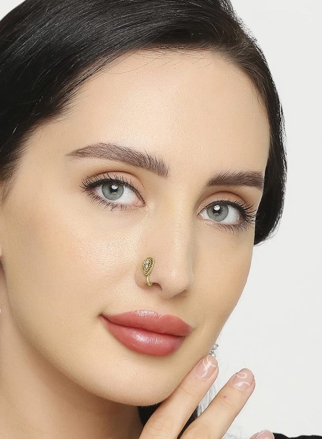 OOMPHelicious Jewellery Combo of 4 Antique Gold Ethnic Non-Piercing Nose Pin For Women & Girls Stylish Latest - Image 4