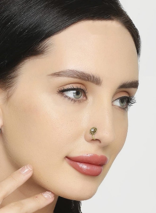 OOMPHelicious Jewellery Combo of 4 Antique Gold Ethnic Non-Piercing Nose Pin For Women & Girls Stylish Latest - Image 5