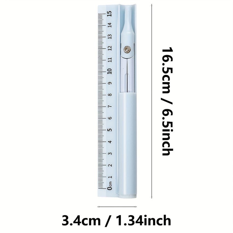 1Pc 3 In 1 Function Tool Compass Ruler And Pencil 5.91 Inch Learning Measuring Drawing Tool For Students School And Office Supplies - Image 2