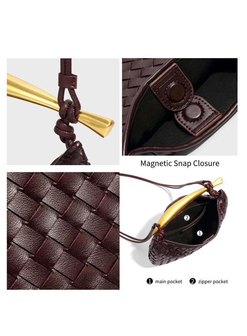 KASTWAVE Woven Leather Handbags for Women Fashion Designer Clutch Purse Dumpling Bag Cute Ladies Trendy Small Hobo Bag - Image 3