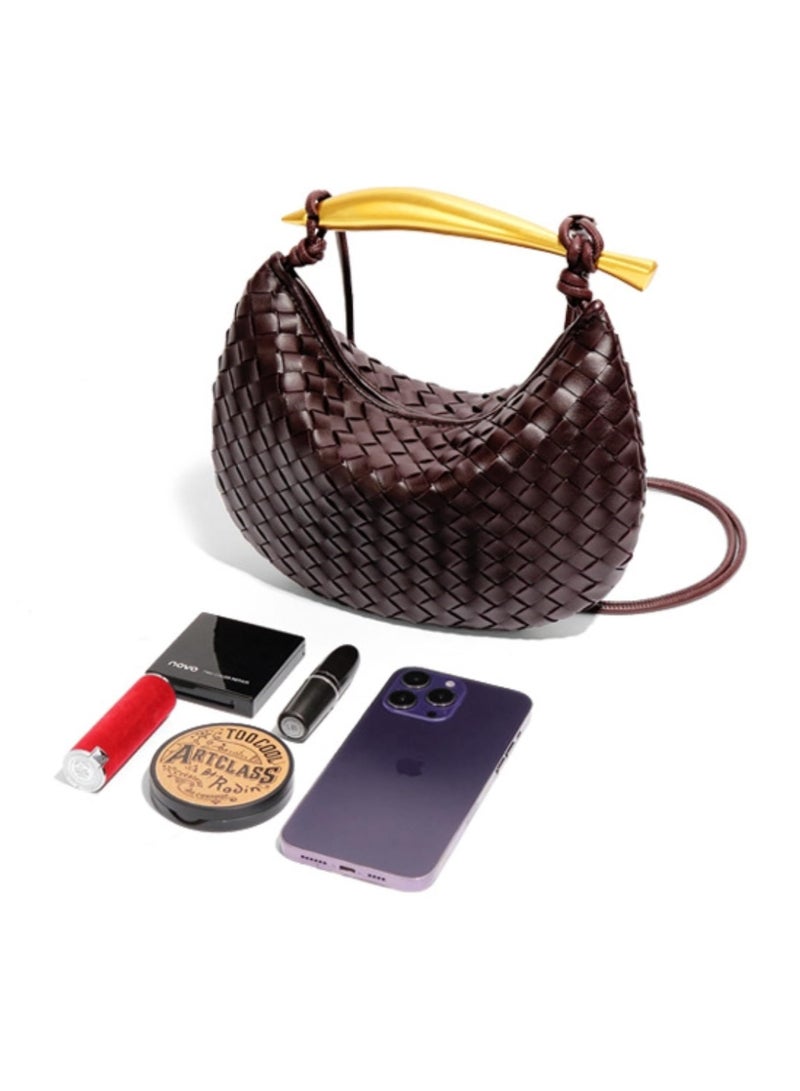 KASTWAVE Woven Leather Handbags for Women Fashion Designer Clutch Purse Dumpling Bag Cute Ladies Trendy Small Hobo Bag - Image 2